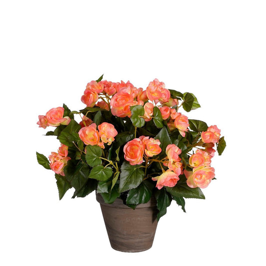 Begonia Kunstplant in Bloempot Stan - M - Zalmroze