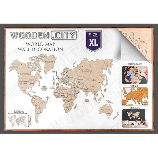 Wooden City, wooden world map XL