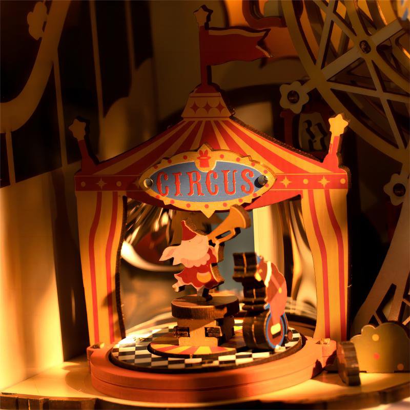 3D Muziekdoos houten puzzel 'Sunset Carnival', zelf te monteren