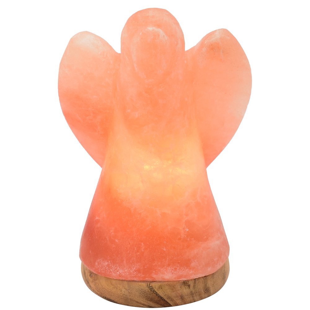 Himalaya Salt Dreams, Zoutlamp, Engel op Houten voet, 45241, Oranje, ca 19 cm hoog