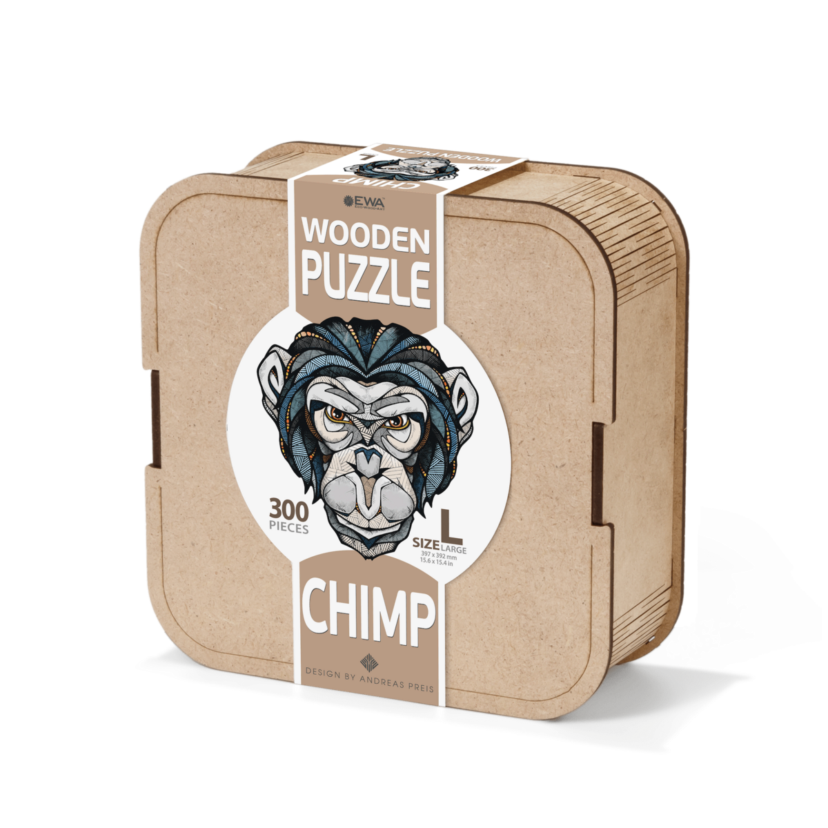 Houten Legpuzzel Chimpansee/Chimp, Eco Wood Art, 3496, Size L, 39,7x39,2x0,4cm