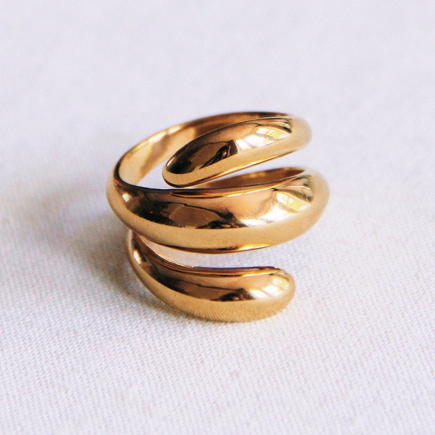 RVS statement 'spiraal' ring - goud