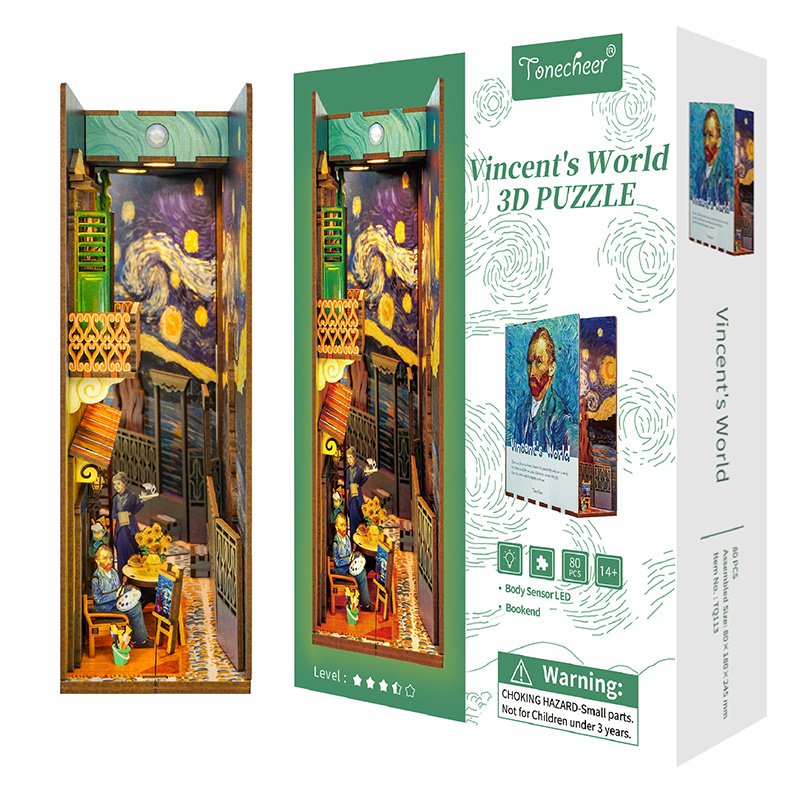 3D Book nook boekensteun 'Vincent's World', zelf te monteren