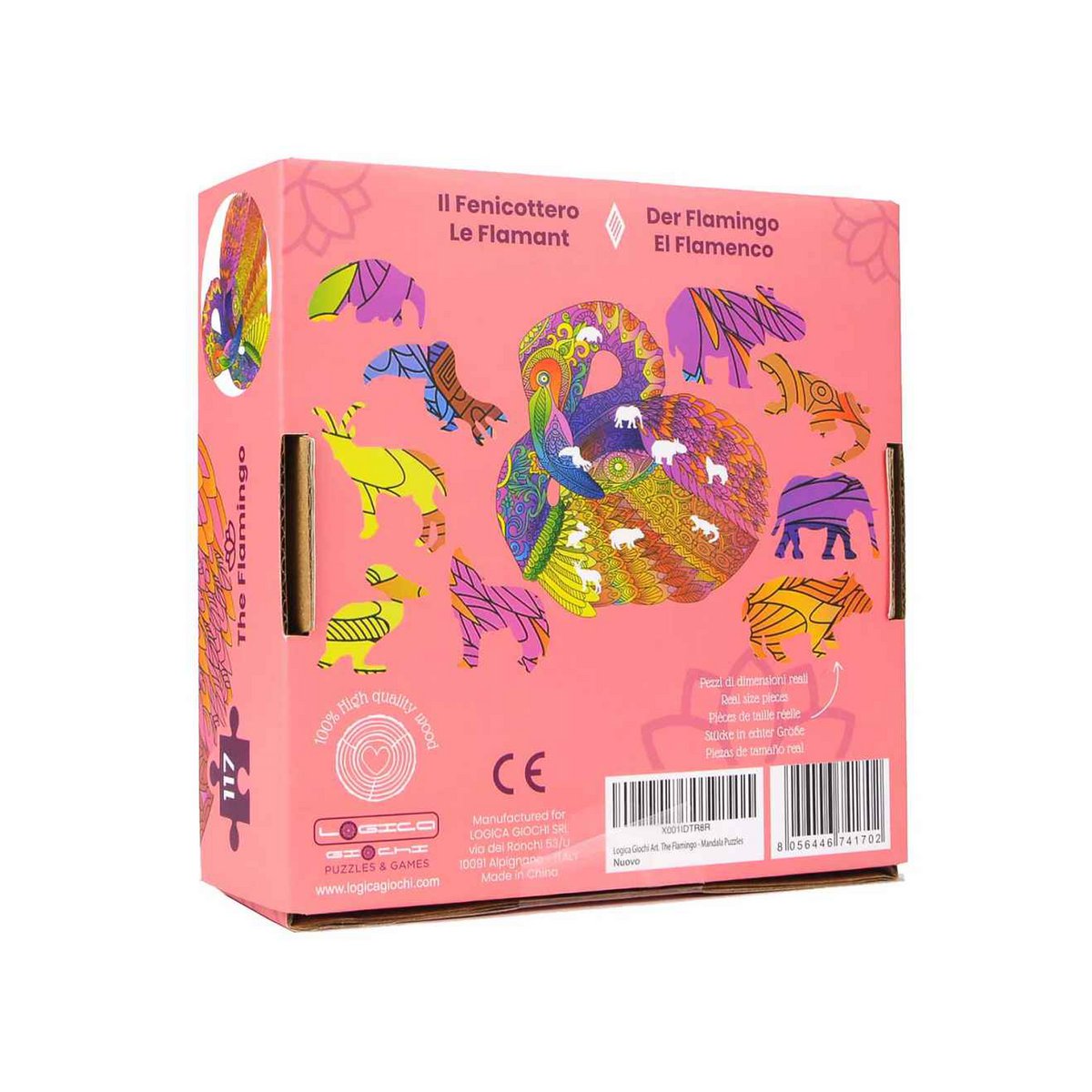 Logica Giochi Mandala Houten Legpuzzel Flamingo, 28,5x28,3cm