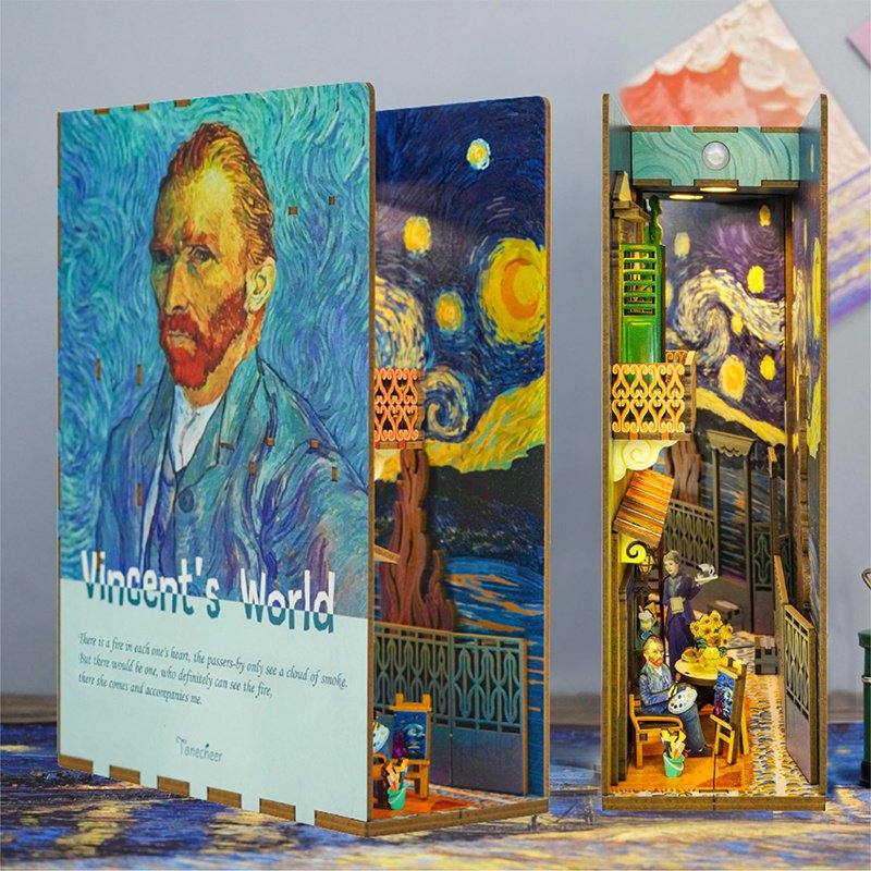 3D Book nook boekensteun 'Vincent's World', zelf te monteren