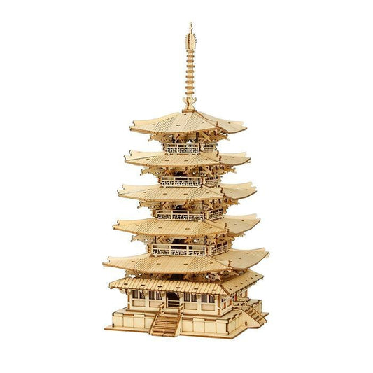 3D Houten puzzel pagode 5 etages, zelf te monteren