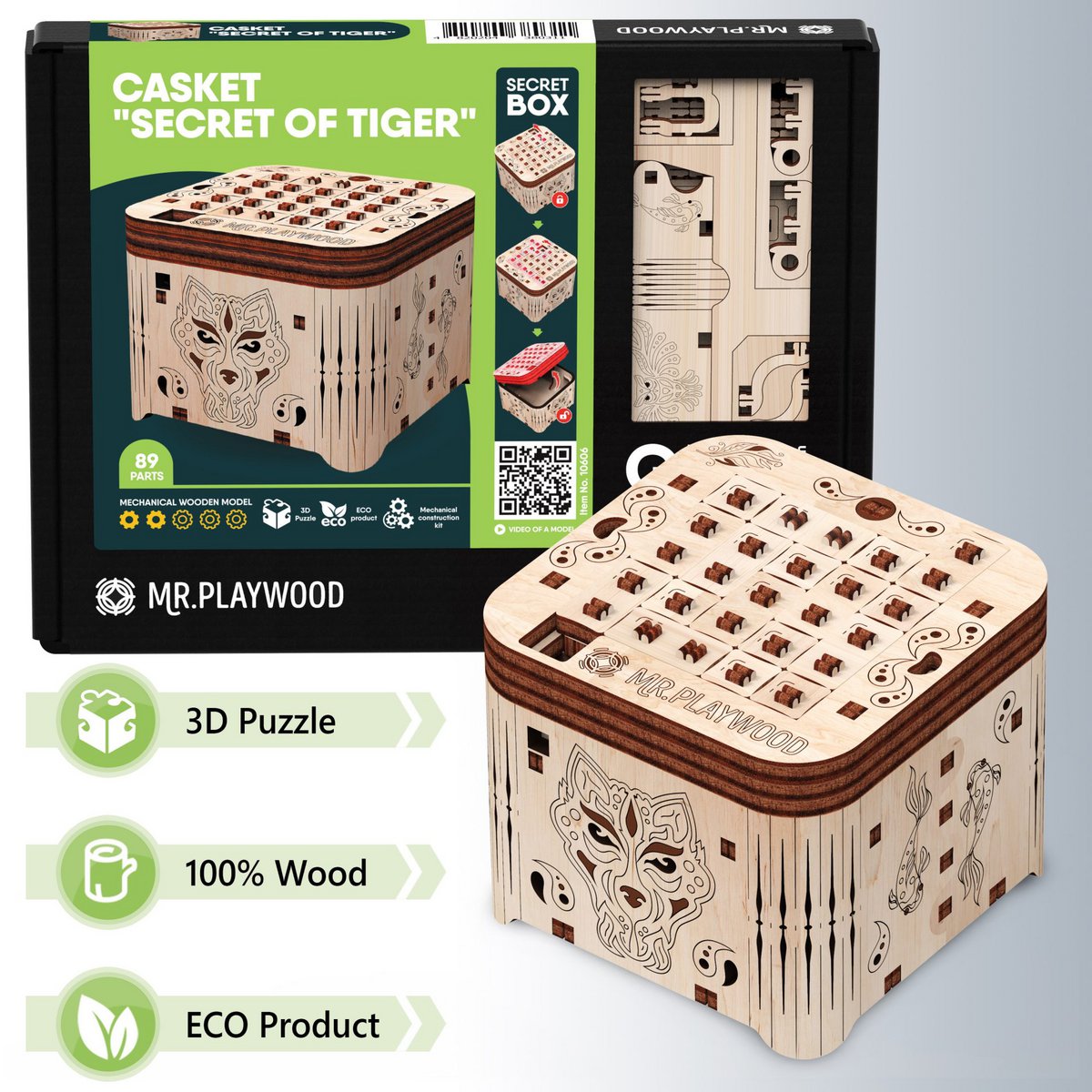 Mr. Playwood 3D Houten Puzzel Secret Box of Tiger