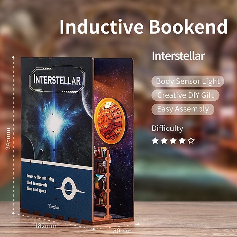 3D Book nook boekensteun 'Interstellar bookend, zelf te monteren