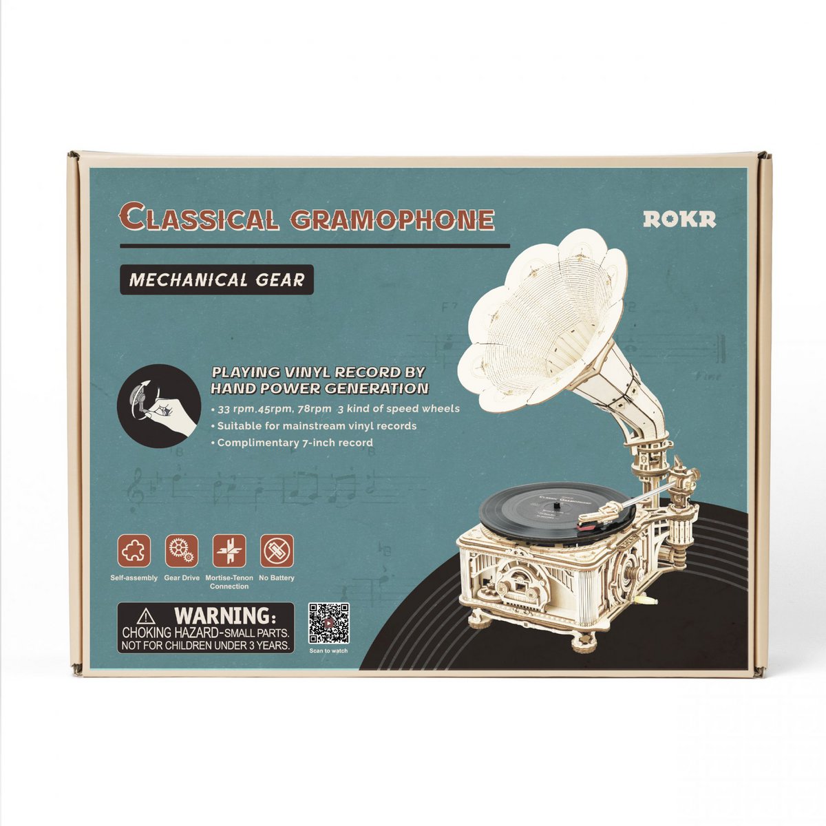 3D Houten Puzzel Classical Gramophone, zelf te monteren