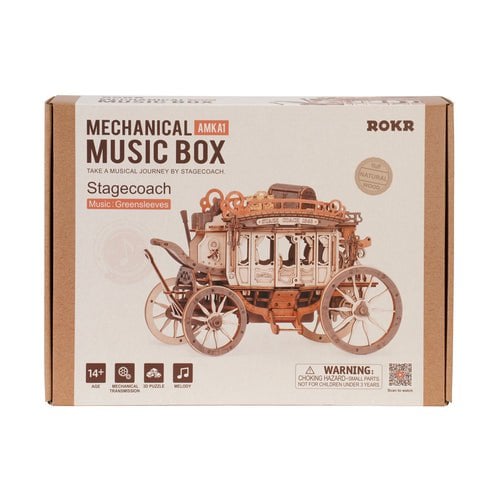 Muziekdoosje Hout DIY 3D Mechanical Music Box Stagecoach/ Mechanische Muziekdoos Koets, Robotime, AMKA1, 21,8x11,2x14,6cm