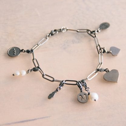 RVS Stalen armband met D-ketting - zilver