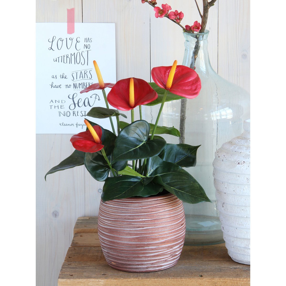 Anthurium Kunstplant in Bloempot - Rood