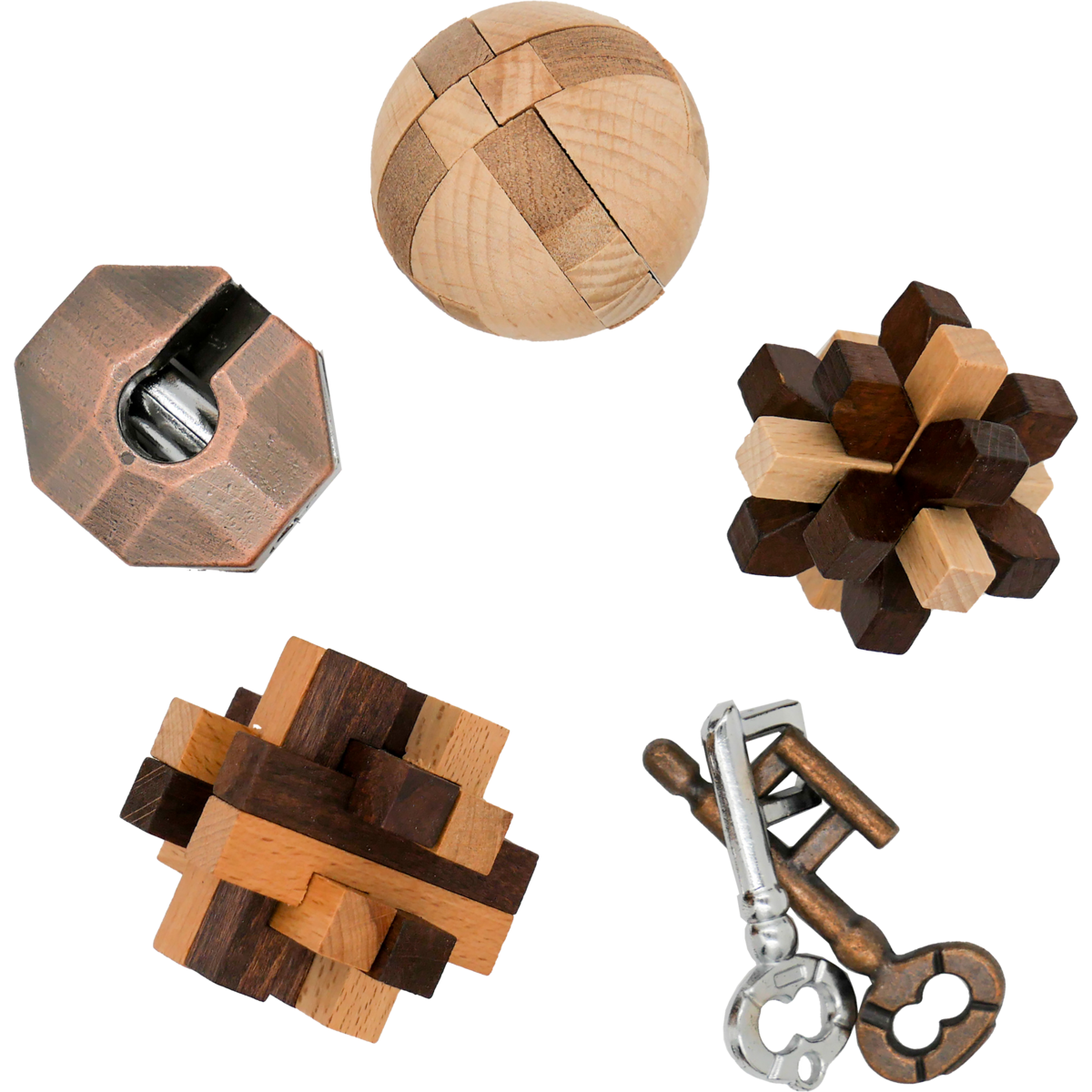 Breinbreker Curated Collection 3 Houten en 2 Metalen Puzzels