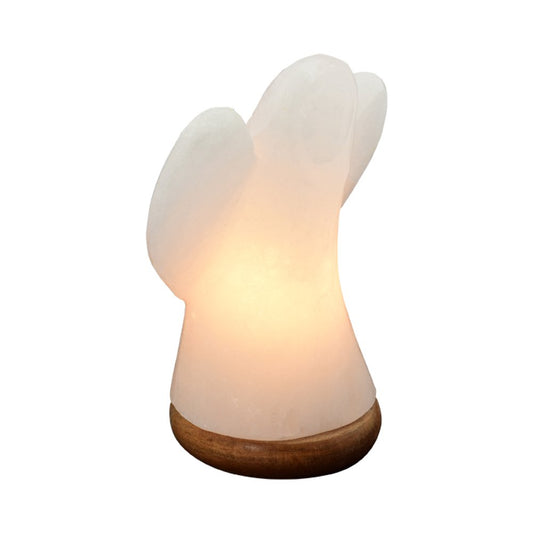 Himalaya Zoutkristal Lamp engel met houten voet witte lamp 46231 19 cm hoog