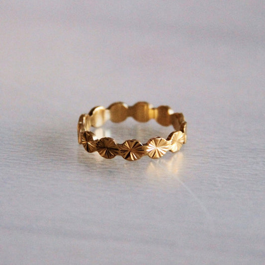 RVS ring met fantasieprint - goud