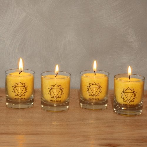 3e chakra kaarsen, geel - set van 4