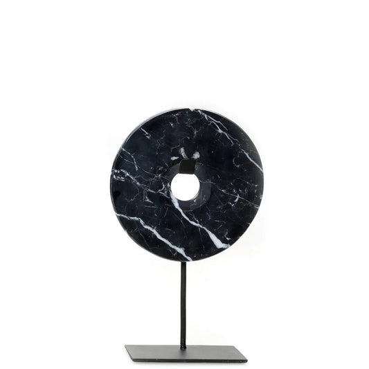 Marble Disc on Stand - Zwart - M