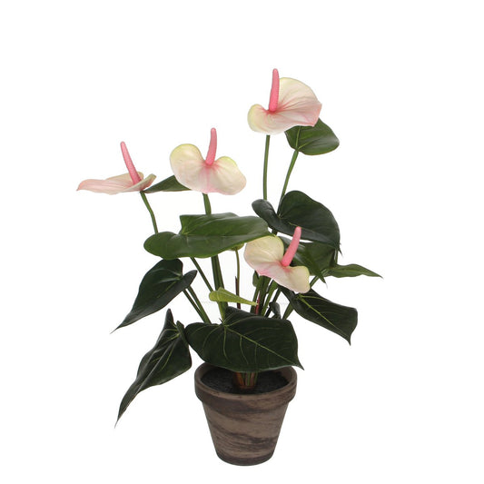 Anthurium Kunstplant in Bloempot - Lichtroze