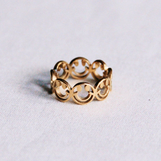 RVS statement ring SMILEY - goud