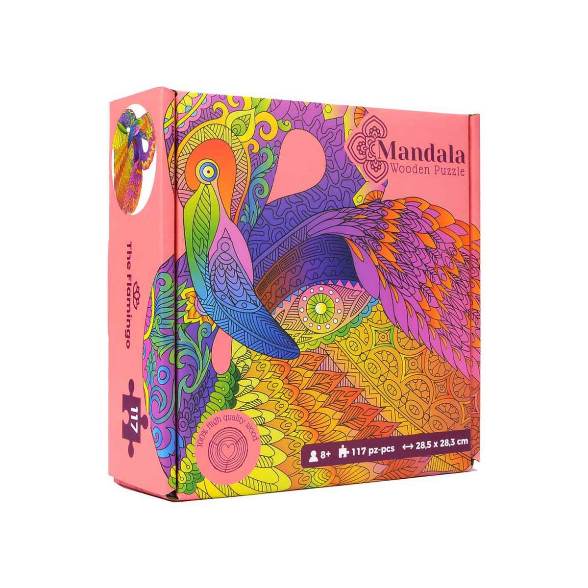 Logica Giochi Mandala Houten Legpuzzel Flamingo, 28,5x28,3cm