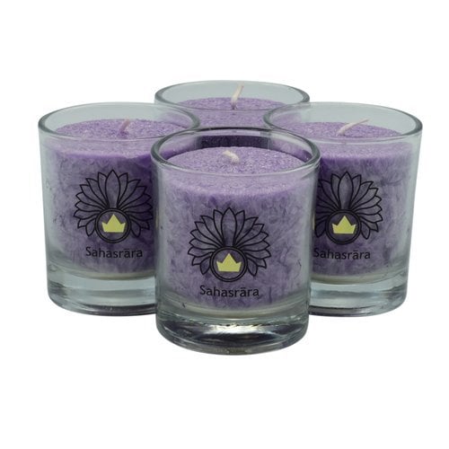 7e chakra kaarsen, violet- set van 4