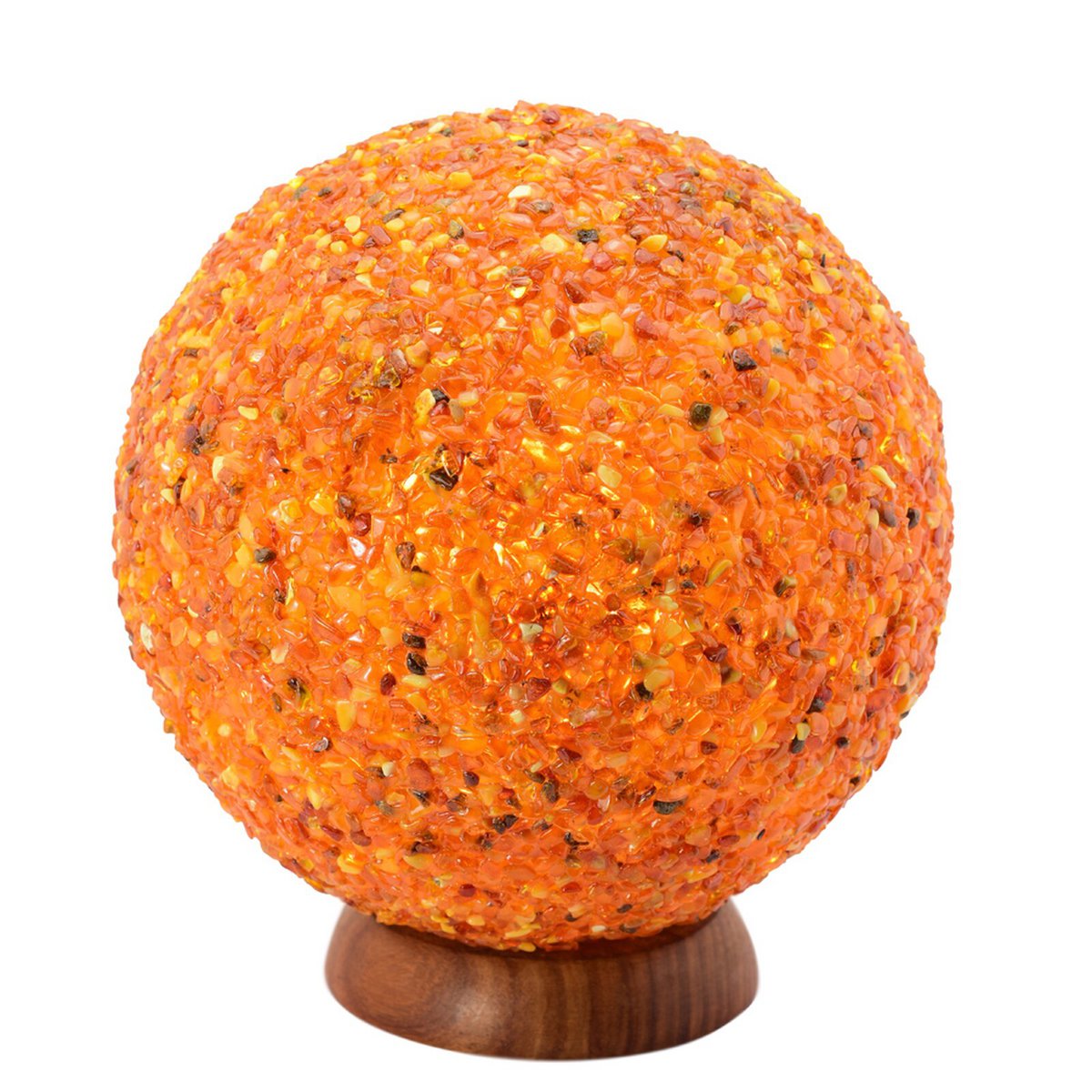 Himalaya Salt Dreams Verlichte Amber Lamp, met houten voet, 47000, Ø ca. 20 cm, H ca. 22,5 cm