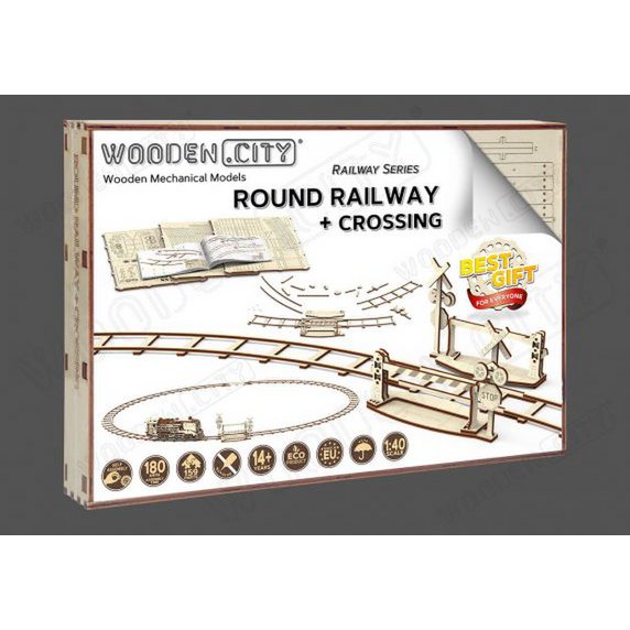 wooden city rails rond met overweg WR324 470x149x12cm.