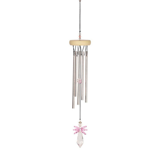 Windgong Nature's Melody Gem Tunes met Crystal Angel Pink, totale lengte ca 46 cm