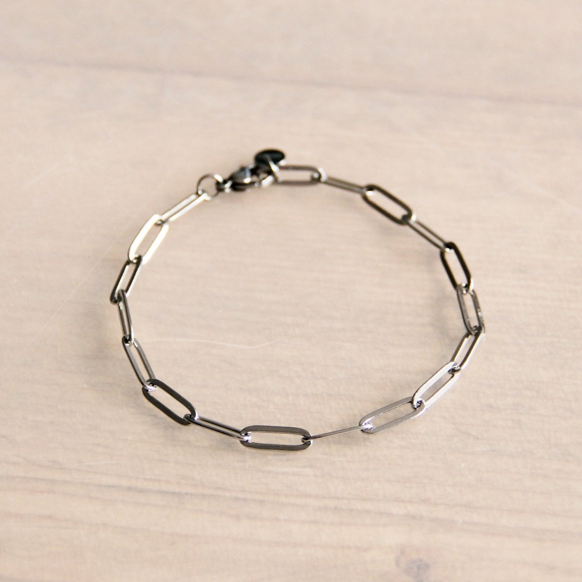 RVS Stalen armband met D-ketting - zilver