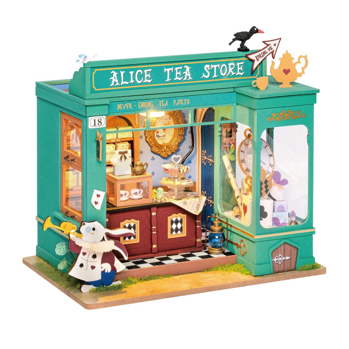 3D Huisje Alice's Tea Store met LED verlichting, zelf te monteren