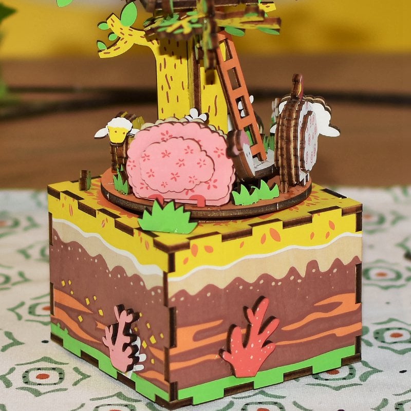 3D Muziekdoos houten puzzel 'Tree House', zelf te monteren