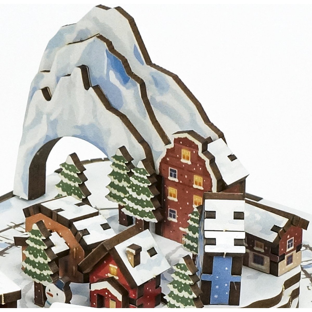 Muziekdoosje DIY 3D Houten Puzzel, Snow Train, Tone-Cheer, TQ058, 14x14x12,2cm