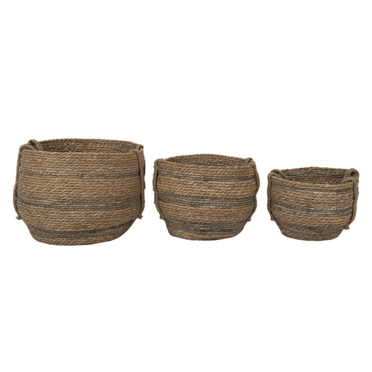 Opbergmand Set van 3 Bruin, Zeegras (3) Ø 38x32 / Ø 33x26 / Ø 27x23 cm