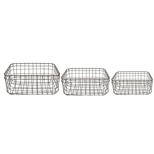 Opbergmand Set van 3 Bruin, IJzer (3) 30x20x14 / 26x16x12 / 22x12x10 cm