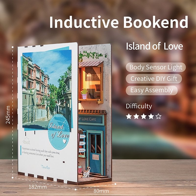 3D Book nook boekensteun 'Island of love', zelf te monteren