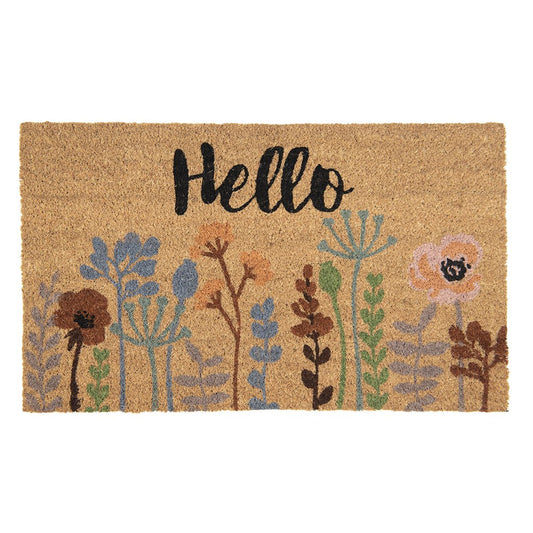 Deurmat - Binnen - 'hello' met bloemen