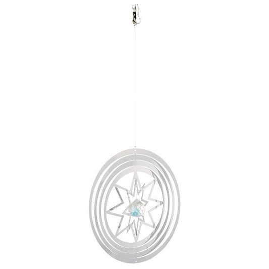 Windspinner ster met 'kristal' - set 12cm