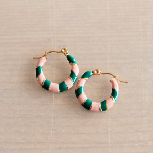 oorring 20mm – groen/roze