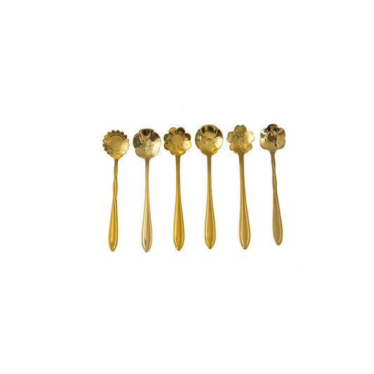 Gouden bloemvormige dessertlepels - set van 6