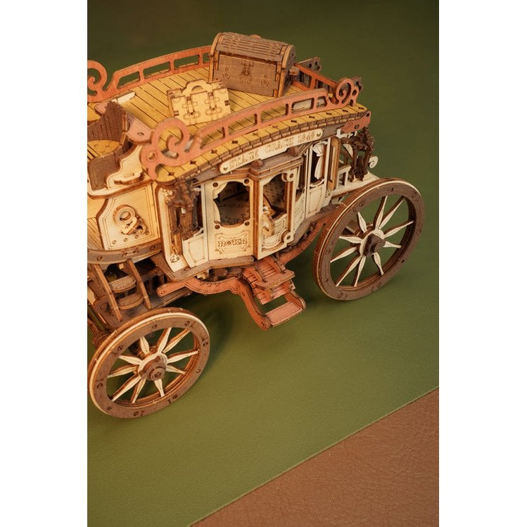 Muziekdoosje Hout DIY 3D Mechanical Music Box Stagecoach/ Mechanische Muziekdoos Koets, Robotime, AMKA1, 21,8x11,2x14,6cm