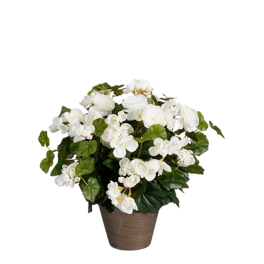 Begonia Kunstplant in Bloempot Stan - M - Wit