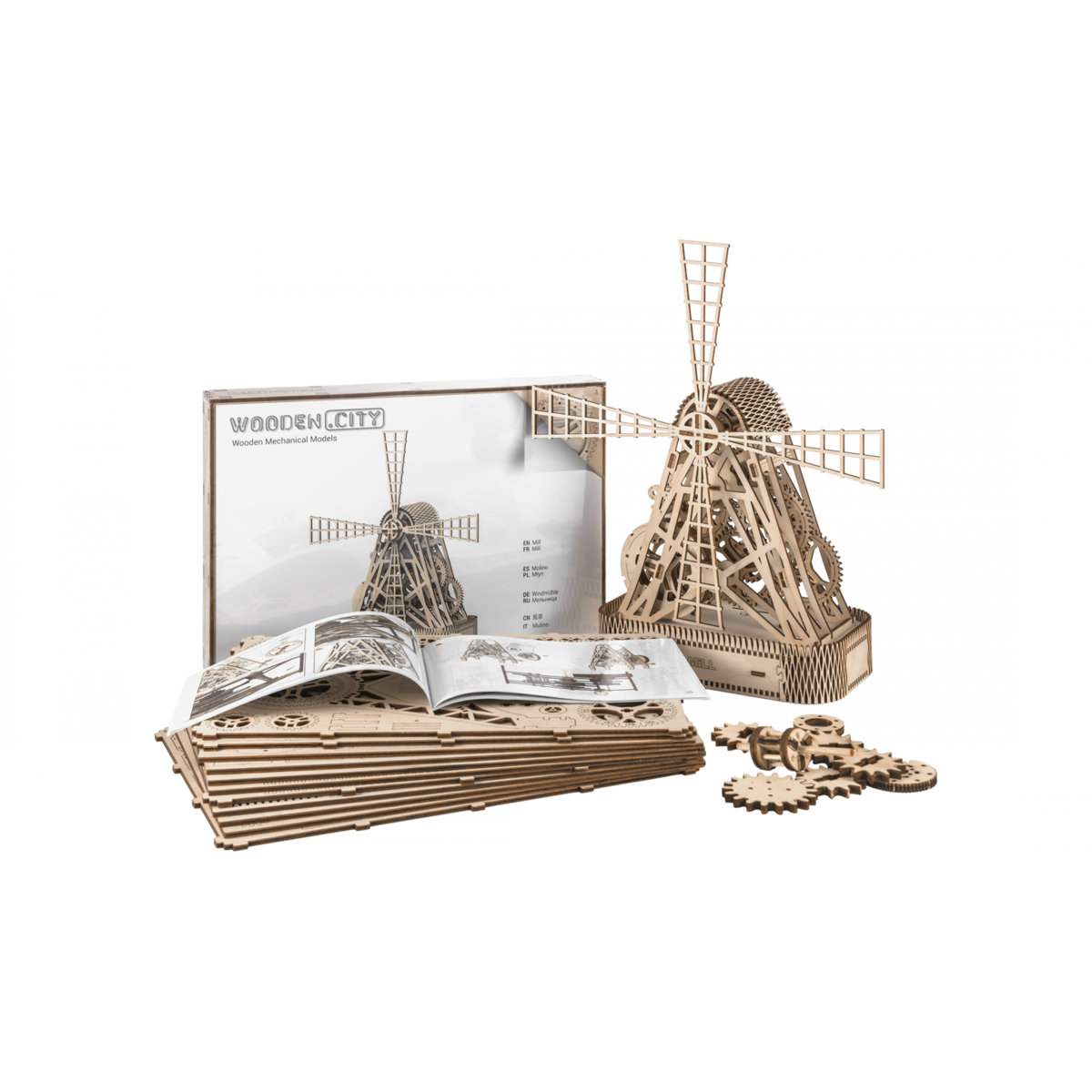 wooden city molen WR307 32,7x37,3x13,5cm.