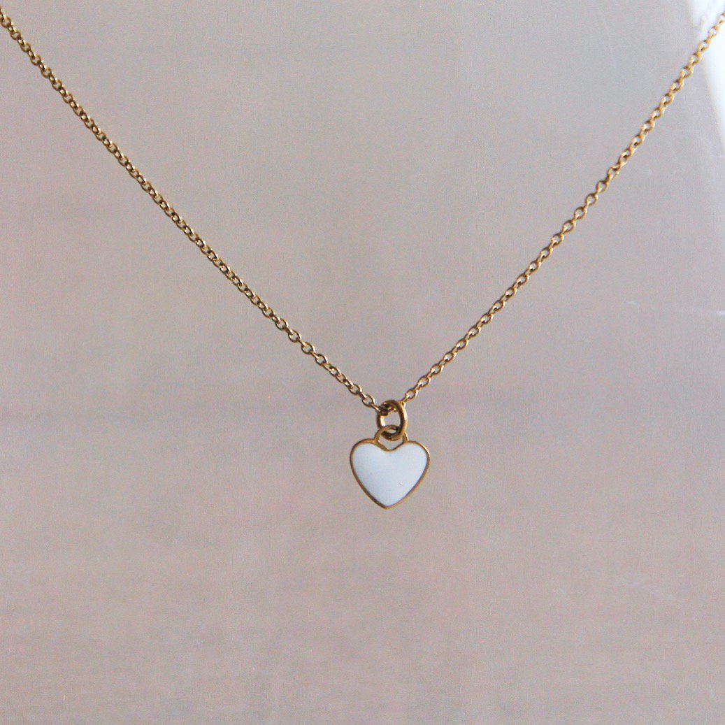 RVS Edelstalen fijne ketting met mini hartje – wit/goud