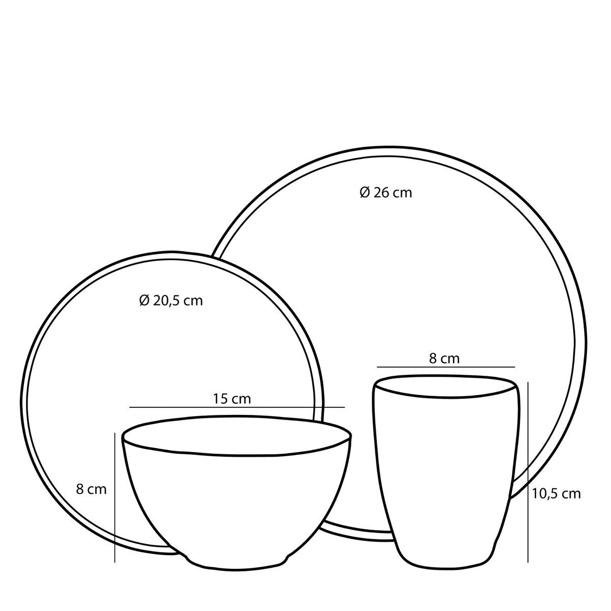 Tabo Serviesset 4 Persoons - Grijs