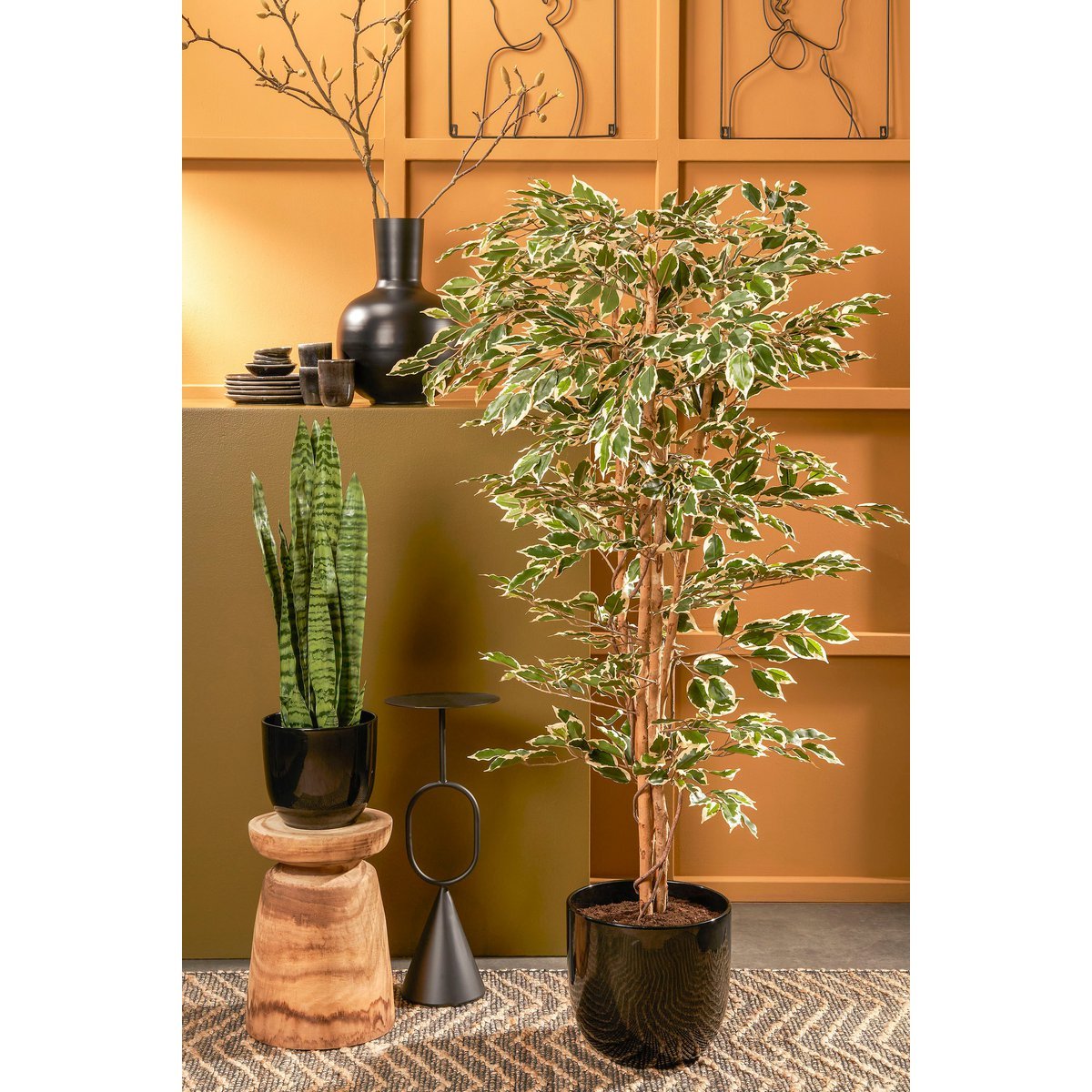 Ficus Kunstplant - L - Groen Bont