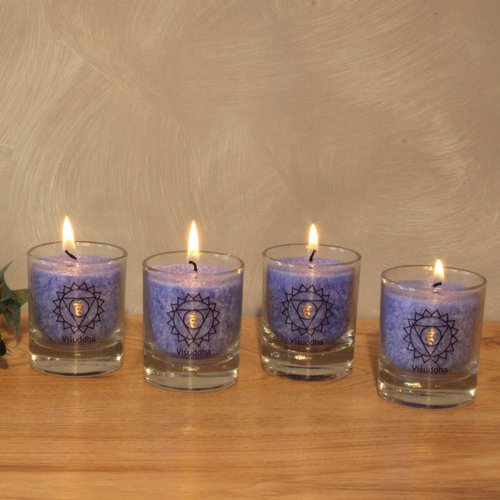 5e chakra kaarsen, blauw - set van 4