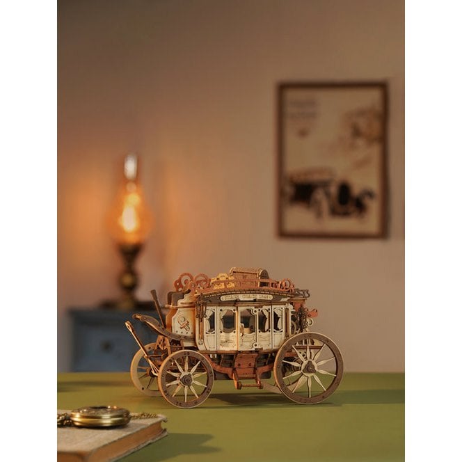 Muziekdoosje Hout DIY 3D Mechanical Music Box Stagecoach/ Mechanische Muziekdoos Koets, Robotime, AMKA1, 21,8x11,2x14,6cm