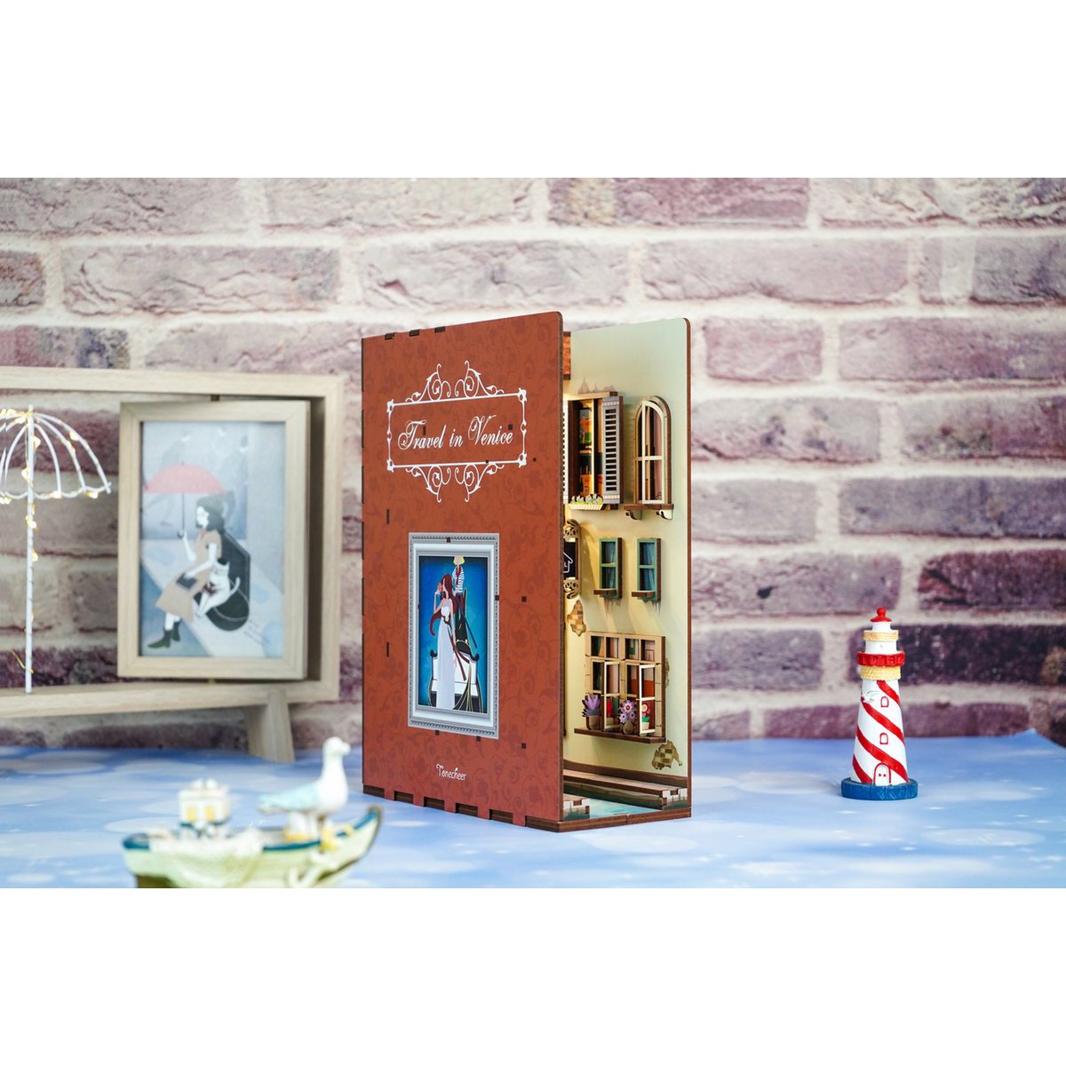 3D book nook boekensteun 'Travel in Venice Bookend', zelf te monteren