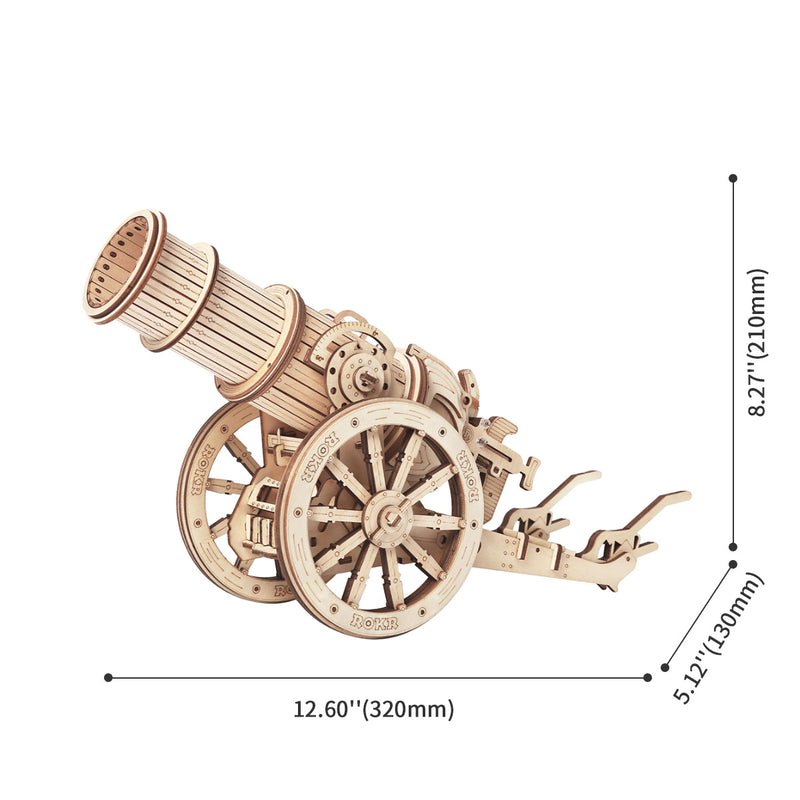 3D Houten Puzzel Kanon, Robotime, zelf te monteren