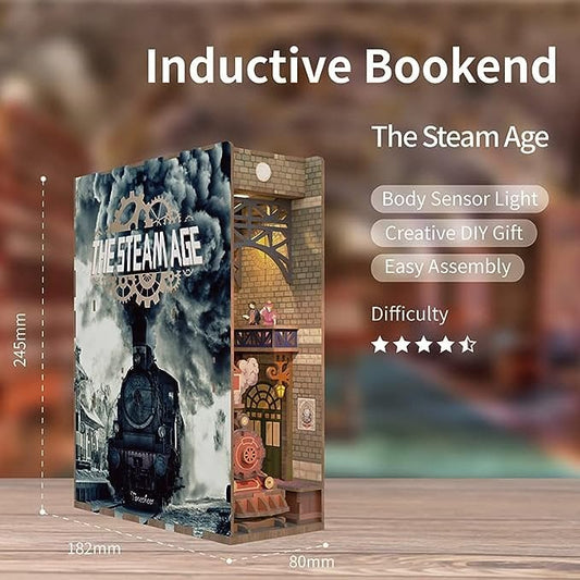 3D Book nook boekensteun 'The Steam Age', zelf te monteren